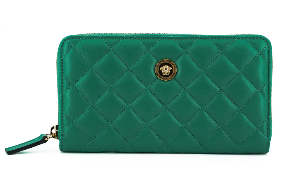 Versace Elegant quilted leather zip wallet